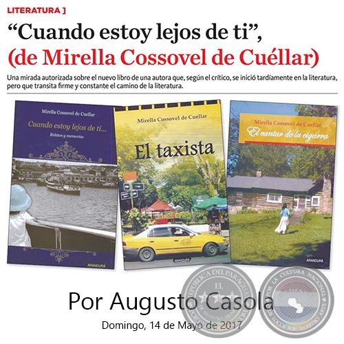 CUANDO ESTOY LEJOS DE TI  (de MIRELLA COSSOVEL DE CUÉLLAR) - Por AUGUSTO CASOLA - Domingo, 14 de Mayo de 2017